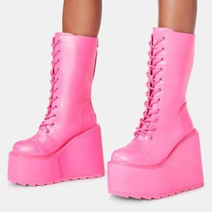 Y.R.U - DOLLS KILL - PINK BOOTS - BRAND NEW